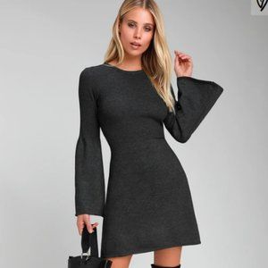 🎉SALE🎉 NWT Lulus Grey Bell Sleeve Sweater Dress